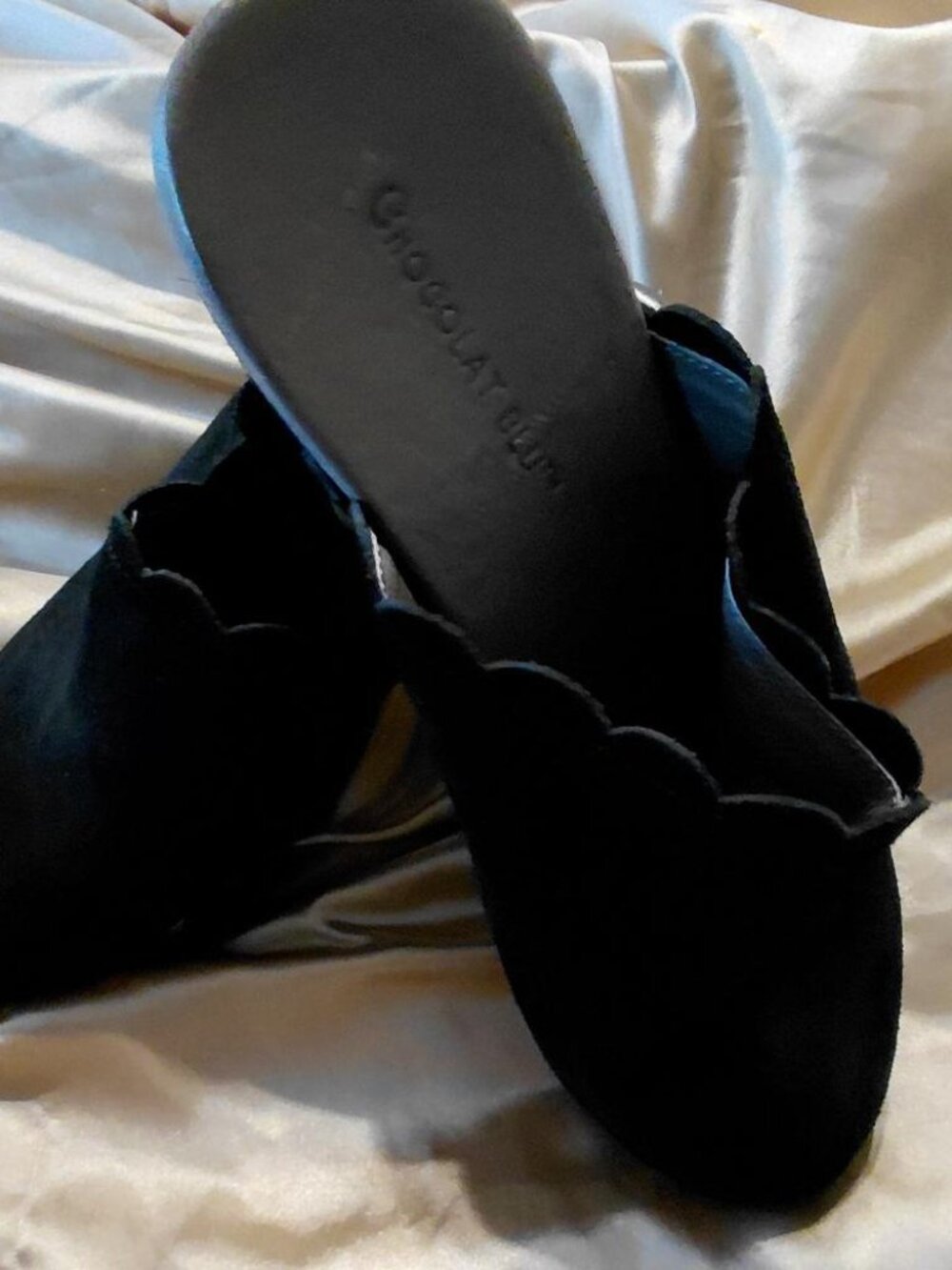CHOCOLAT BLU Black Suede Gemini Scalloped Clog -  Sz 8.5